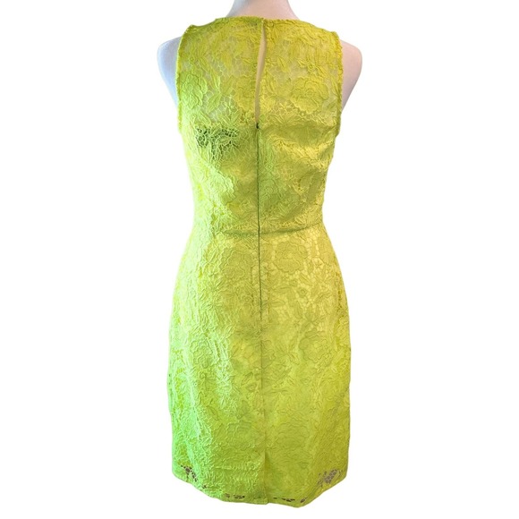 JCREW Collection Illusion Lace Sheath Poppy Dress in Neon Yellow - Picture 4 of 5